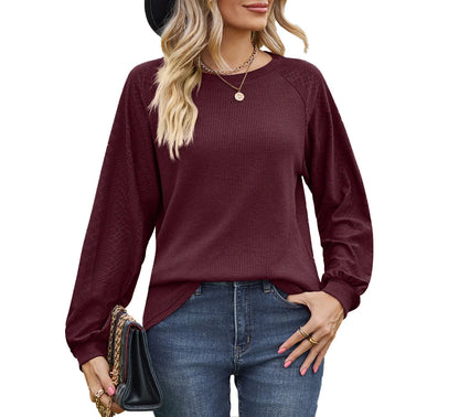 Ella - Weißes Waffelstrick-Shirt