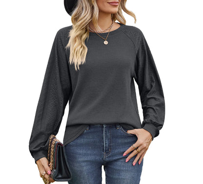 Ella - Weißes Waffelstrick-Shirt