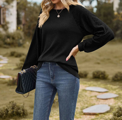 Ella - Weißes Waffelstrick-Shirt