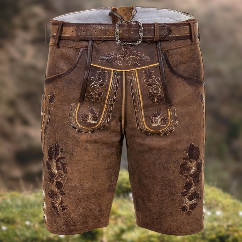 Braun Leder Short für Herren