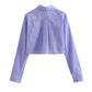 Julia - Damen Vintage Langarm-Cropped-Shirt
