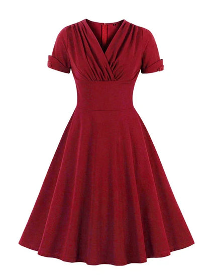 Eva - Schwarzes V-Ausschnitt Wickelkleid