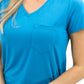Maya - Aquablau T-Shirt mit Brusttasche