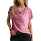 Eva - Schwarzes Cowl-Neck T-Shirt