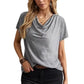 Eva - Schwarzes Cowl-Neck T-Shirt