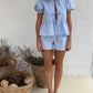 Andreana - Baumwollbluse und Shorts, vorne gebunden