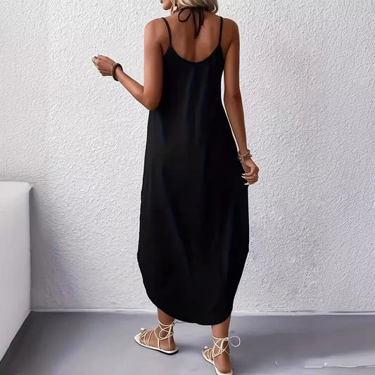 Sophia - Modernes Schwarzes Midikleid