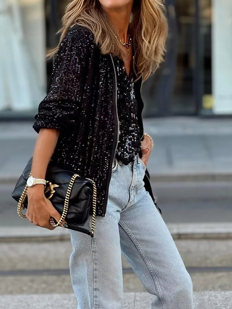 Deandre | loungewear-jacken mit o-ausschnitt und pailletten