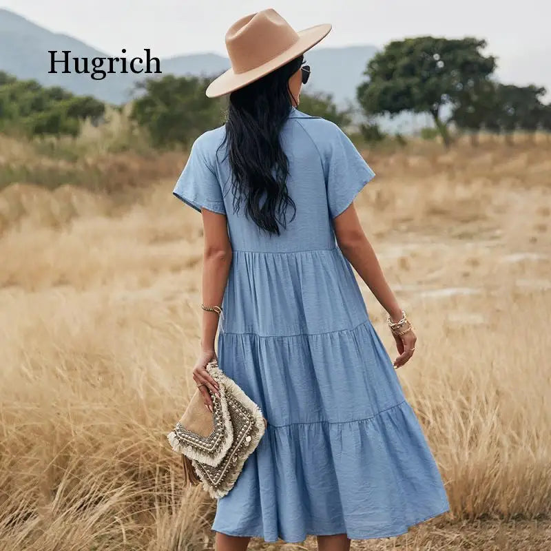 Sienna - Kornblumenblaues Midi-Kleid