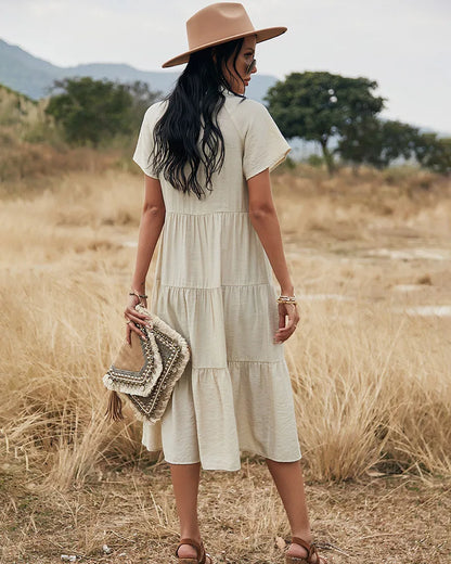 Sienna - Kornblumenblaues Midi-Kleid