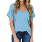 Anna - Schlichtes Schwarzes V-Ausschnitt T-Shirt