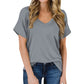 Anna - Schlichtes Schwarzes V-Ausschnitt T-Shirt