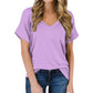 Anna - Schlichtes Schwarzes V-Ausschnitt T-Shirt
