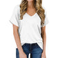 Anna - Schlichtes Schwarzes V-Ausschnitt T-Shirt