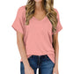 Anna - Schlichtes Schwarzes V-Ausschnitt T-Shirt