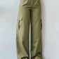 Cargo-Stil Flared Jeans mit weitem Bein