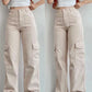 Cargo-Stil Flared Jeans mit weitem Bein
