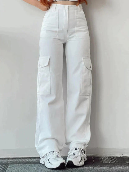 Cargo-Stil Flared Jeans mit weitem Bein
