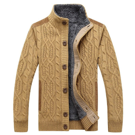 Herren-strickjacke mit plüsch-innenfutter