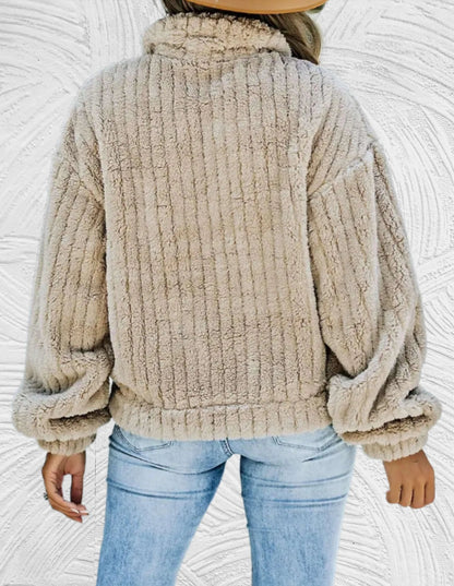 Dicke Faux-Fell Jacken mit Brusttaschen für Frauen - Herbst/Winter