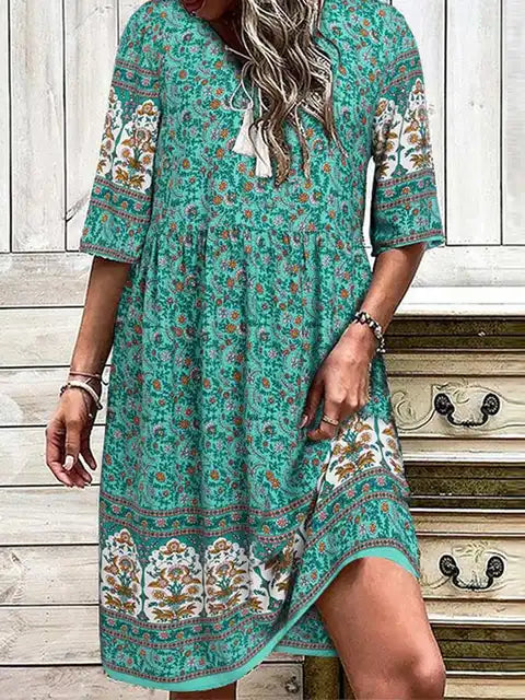 Nina - Buntes Boho-Chiffonkleid