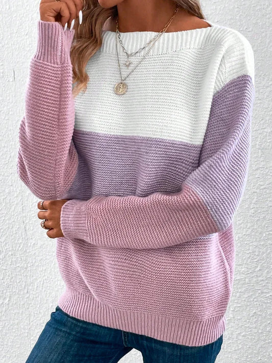 Block-Pullover in Violett für Frauen