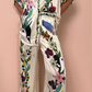 BERTHA – Zweiteiliges Set aus Satin mit Graffiti-Print für Damen – Kurzarmanzug mit Hose mit weitem Bein, locker sitzende, lässige Heimoutfits