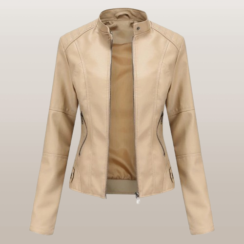 Elegante Lederjacke mit Reißverschluss für Damen