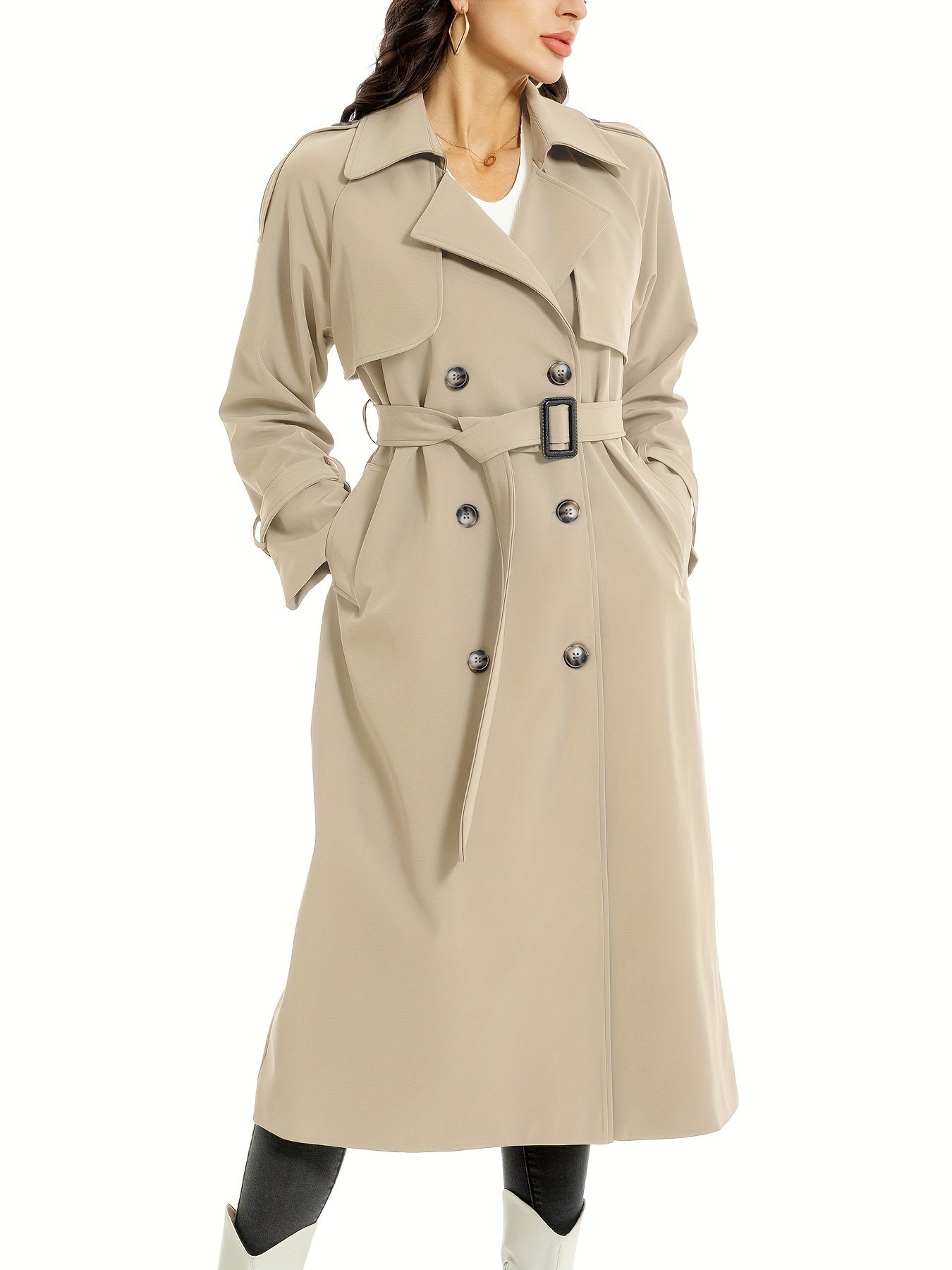 Damen-Trenchcoat mit zweireihigem Verschluss