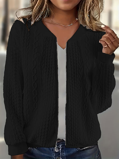 Zip-Up Jacke für Frauen mit strukturierter Oberfläche