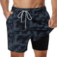 Marineblaue Badeshorts mit lebendigem