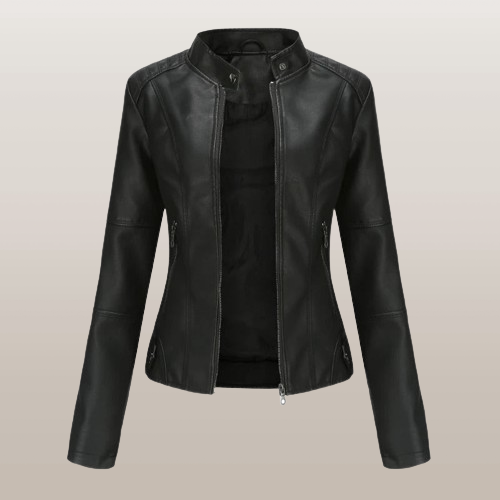 Elegante Lederjacke mit Reißverschluss für Damen