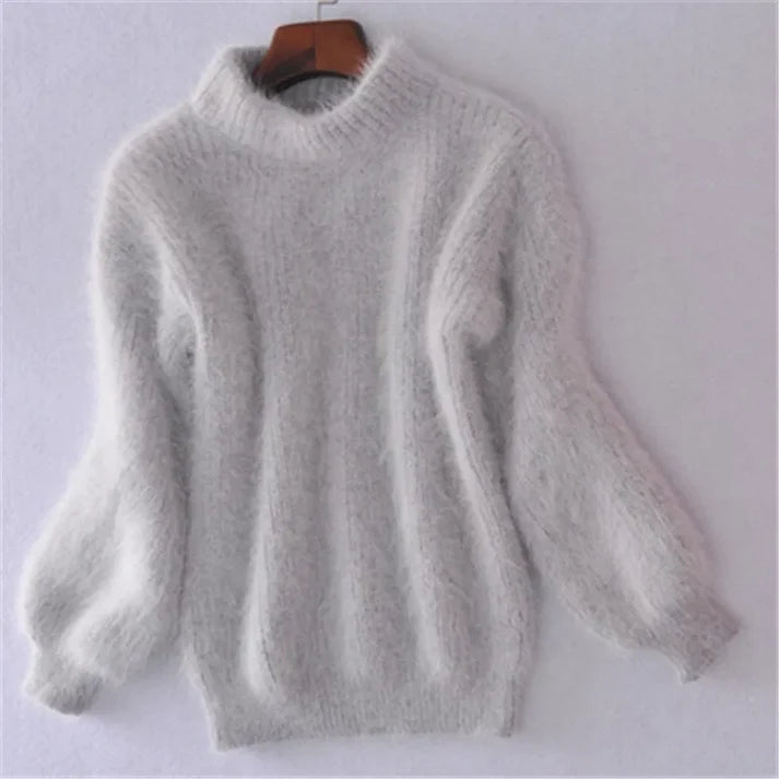 Taylor - lockerer strickpullover in volltonfarbe – vintage-angora-pullover