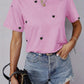 Beiges Herz-Muster T-Shirt - Emma