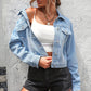 Blaue Kurz geschnittene Jeansjacke für Damen
