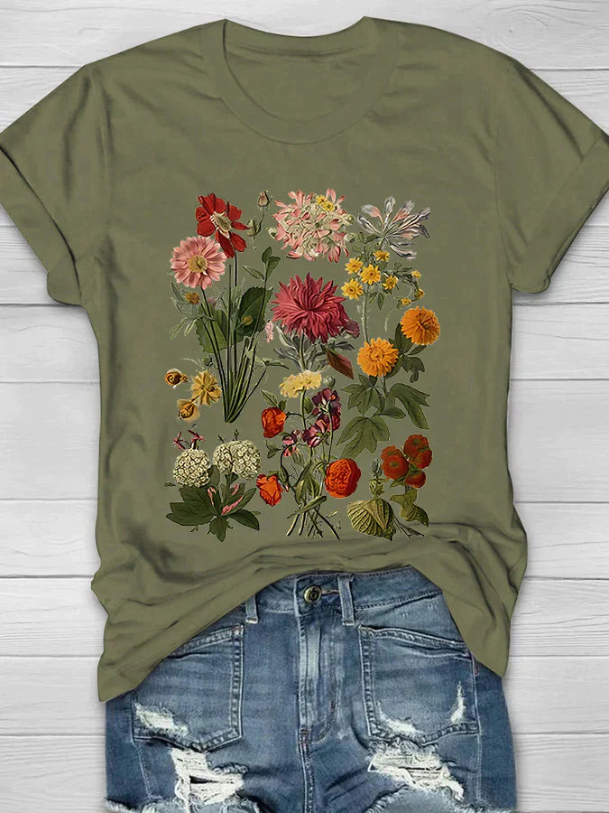 Lorelei - Vintage Blumen Print Damen-T-Shirt