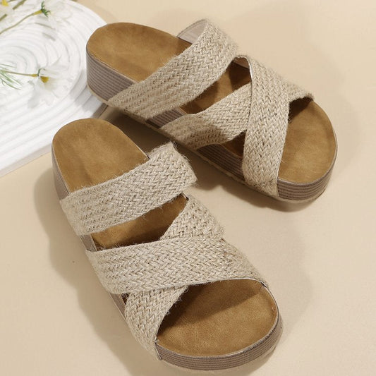 Ava™ Orthopädische geflochtene Sommer-Plateau-Sandalen mit Kreuzriemen