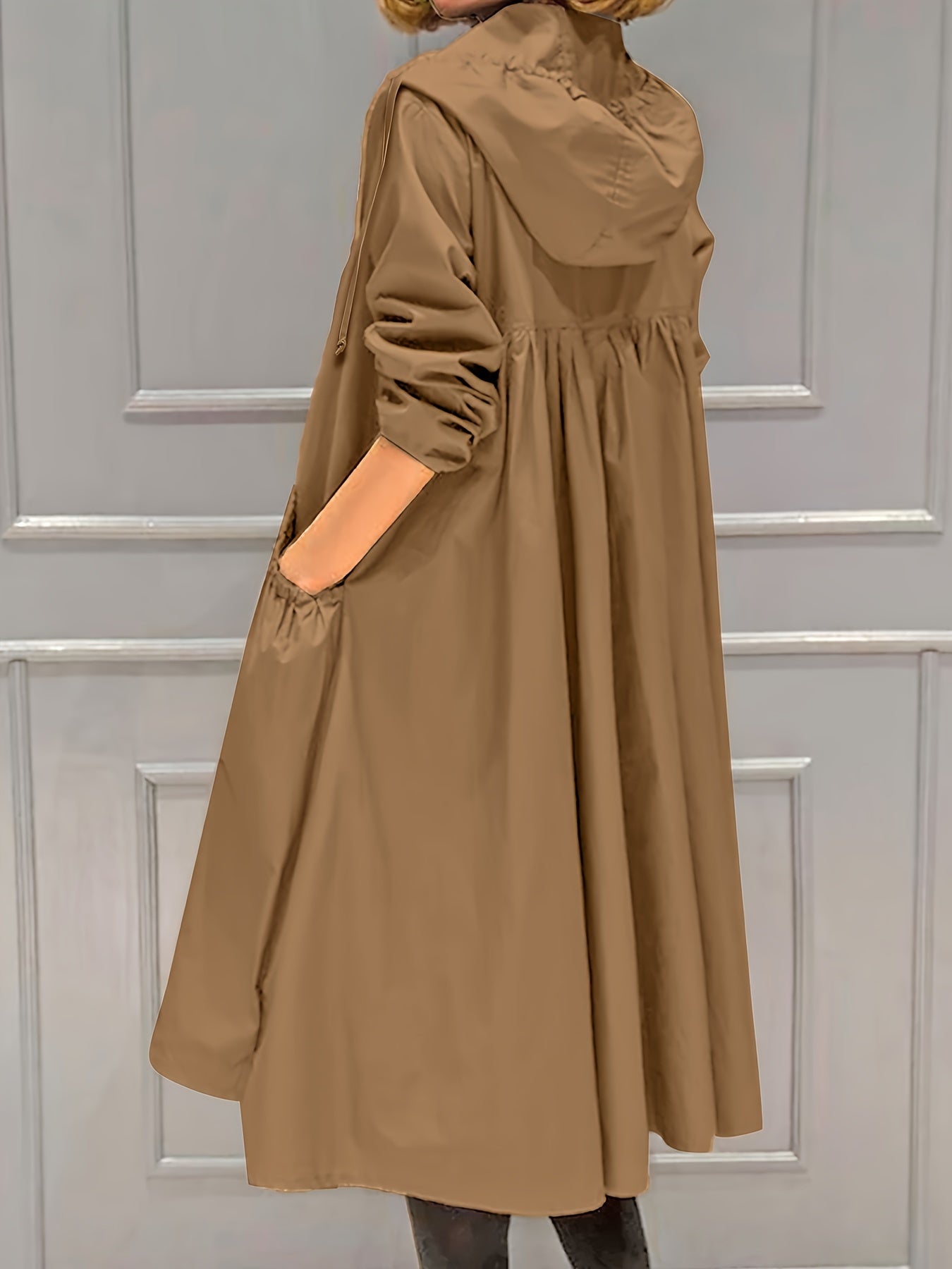 Damen Plus Size Mantel mit durchgehendem Reißverschluss