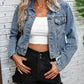 Blaue Kurz geschnittene Jeansjacke für Damen