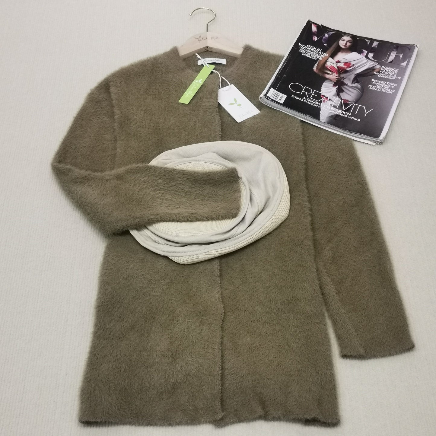 FallStil® - Brauner Kaffee Langarm Strickjacke mit Knopfleiste