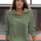 FallStil® - Asymmetrisches salbeigrünes Sweatshirt-Top mit Ringreißverschluss