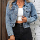 Blaue Kurz geschnittene Jeansjacke für Damen