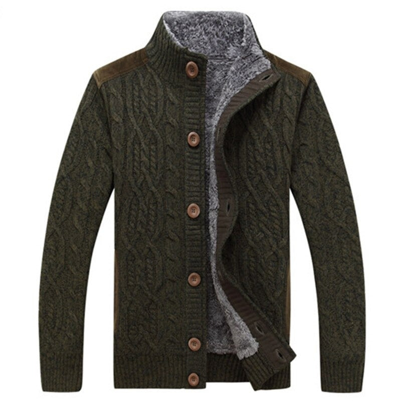 Herren-strickjacke mit plüsch-innenfutter