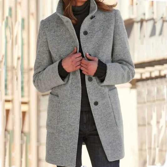 Elegante Wolljacken für Frauen mit stilvollem Kragen im Herbst/Winter