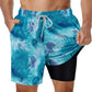 Marineblaue Badeshorts mit lebendigem