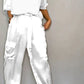 Kleya - Zweiteiliger Anzug aus glattem Satin mit halblangem Oberteil und Hose für Damen