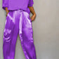 Kleya - Zweiteiliger Anzug aus glattem Satin mit halblangem Oberteil und Hose für Damen