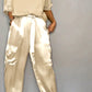 Kleya - Zweiteiliger Anzug aus glattem Satin mit halblangem Oberteil und Hose für Damen