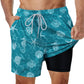 Marineblaue Badeshorts mit lebendigem