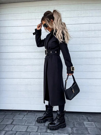 Elegante Frauenjacken mit Goldschnalle für Herbst und Winter